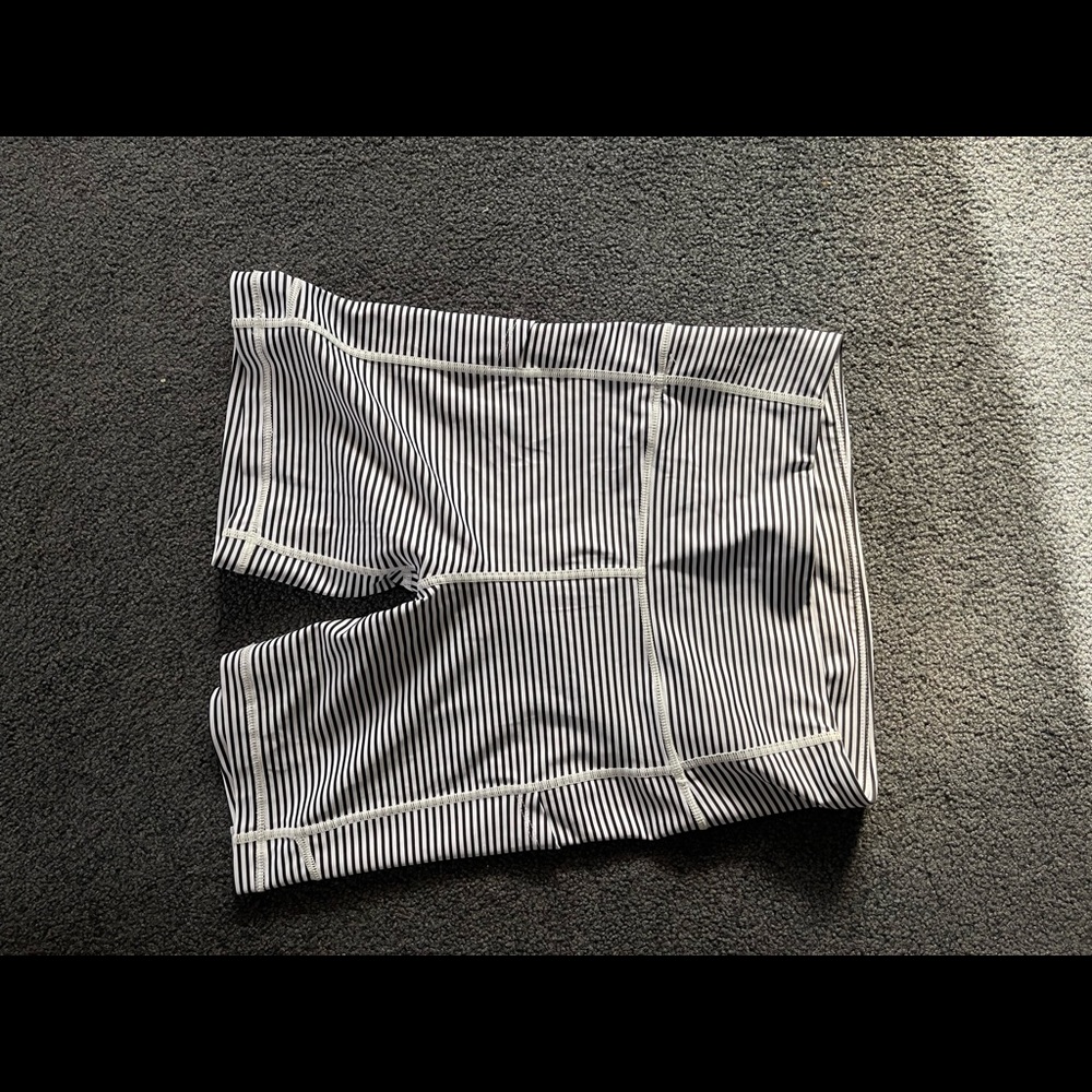 Black & White Striped Biker Short